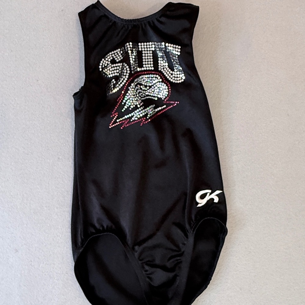 GK Elite Gymnastics Leotard Black Rhinestone Eagle SUU Child S